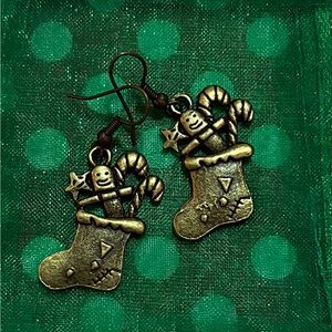 Set of 5 Festive Gold Stocking Earrings